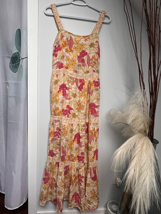 Dex Dresses & Skirts - Dex Floral Tiered Maxi Dress in Cream, Pink and Mustard